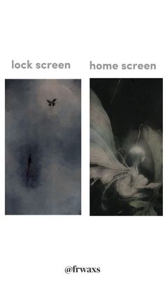 two pictures one is black and the other has white text that reads lock screen home screen