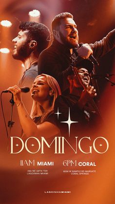 a movie poster for the upcoming film domingo, featuring two people singing into microphones