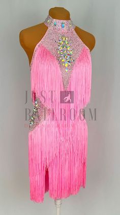 a pink flap dance dress with sequins and beads