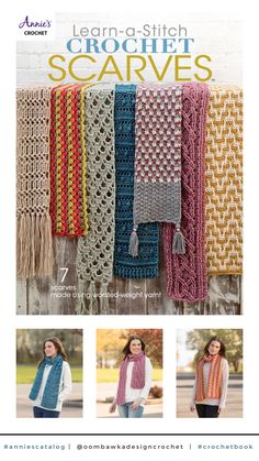 the front cover of an easy crochet scarves pattern, with instructions to make it