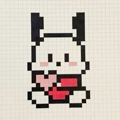 an image of a pixelated cat with red eyes and black ears on it's face