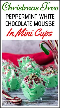 peppermint white chocolate mousse in mini cups