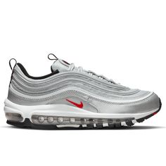 Add something new to your footwear rotation with the Nike Air Max 97 OG. Featuring a blend of mesh at the upper that is accented by additional leather overlays, the premium sneaker spotlights 3M reflective detailing as well. A full-length Air max sole unit is supported by a rubber outsole for a finished look. DUE TO THE NATURE OF THIS PRODUCT, ALL SALES ARE FINAL. Mesh upper Leather overlays 3M reflective detailing Full-length Air Max unit Rubber outsole All sizes are listed in U.S. Women's sizi 3m Reflective, Air Max Women, Nike Womens, Nike Air Max 97, Shoe Box, Air Max Sneakers, Black Nikes, The Nature, Air Max