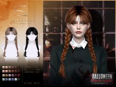 Double Braids, Zombie Christmas, Double Braid, Female Hair, The Sims Resource