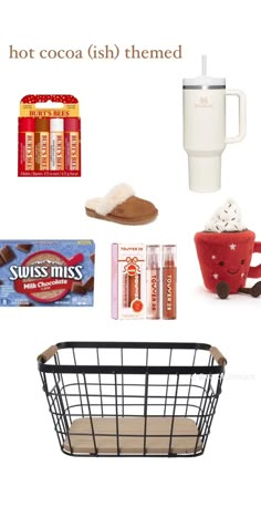 the contents of a hot cocoa drink and other items