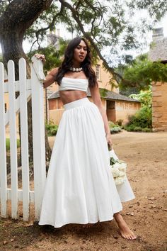 Shop the Love Songs Tied Back Maxi Skirt White | Selfie Leslie Island Fits, Maxi Skirt White, Crop Top And Skirt Set, Full Outfits, Cabo Wedding, White Maxi Skirts, Yellow Bridesmaids, Modern Bridal, Bridal Look