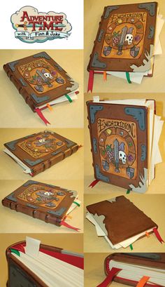 an open book with various pictures of it