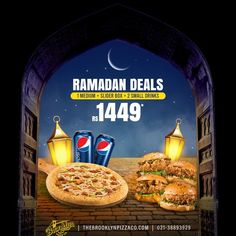 two pizzas are on display with the caption ramadan deal