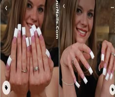 Chunky French Tip, Chunky French Tip Nails, Flare Acrylic Nails, Dramatic Nails, Long French Nails, Funky Nail Designs, Long Fingernails, Duck Nails