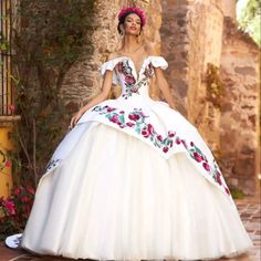 White Charro Quinceanera Dresses Ball Gown Tulle Appliques Puffy Mexican Sweet16.  "This pin contains affiliate links, which means I may earn a commission at no cost to you extra for you". 
 #affiliate #advertising" Split Front Skirt, Vestido Charro, Quinceanera Dresses Red, Charro Quinceanera Dresses, Mary's Bridal, Quinceanera Dresses Blue, Boda Mexicana, Exquisite Gowns, Quinceanera Dress