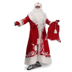 a man dressed as santa claus holding a bag