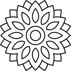 a black and white image of a flower with leaves in the shape of a circle