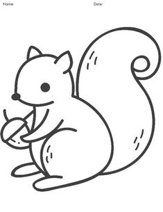 the squirrel is eating an acorn in this coloring page, which shows how to draw it