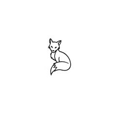 a black and white drawing of a fox sitting on its hind legs, looking at the camera