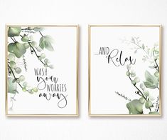 Wash your worries away and relax Print - Set of 2 Greenery Bathroom Prints, Bathroom Decor, Tropical Bathroom Print, Wall Decor Print, Bathroom Poster, Bathroom Wall Picture Dear Friend! This lovely digital art is an affordable way to dress up your bathroom. These modern, high resolution prints are all you need to make your home a bit more cosy, modern and boho. Easy to Download and print as we included 5 different sizes so you can print any size you want! ---This is a digital download of a set Bathroom Posters Funny, Pictures For Bathroom Walls, Botanical Bathroom, Tropical Bathroom, Plant Wall Art, Bathroom Posters, Print Bathroom, Bel Art, Poster Funny