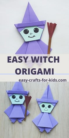 an easy origami halloween craft for kids to make with the help of paper