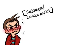 an image of a cartoon character with the words embarsed chicken nose