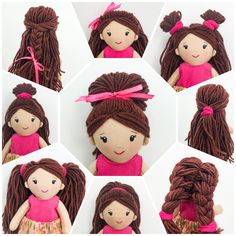 the dolls are made to look like they have long hair and braids on them