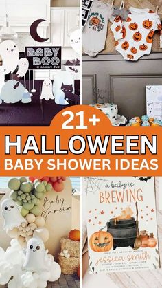 halloween baby shower ideas with pumpkins and ghost decorations