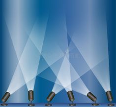 three spotlights on a stage with blue background royalty illustration for design and advertising purposes