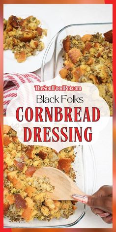 When it comes to Southern soul food cooking, it’s not Thanksgiving without Black folks cornbread dressing! This Southern staple is a fluffy mix of cornbread, fresh herbs, and veggies cooked in plenty of butter, broth, and egg. Mixed together to create a wonderfully moist and crunchy side dish that’s expected to be on the table for a soul food Thanksgiving menu, Black folks Christmas dinner, or for a New Year’s feast. Creole Cornbread Dressing, Cornbread Dressing Without Eggs, Cornmeal Dressing Recipe, Cornbread Dressing With Boiled Eggs, Black Folks Cornbread Dressing, Simple Cornbread Dressing Recipe, Black Thanksgiving Food, Stove Top Cornbread, Soul Food Thanksgiving