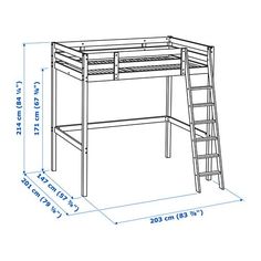 loft bed with desk and ladder measurements