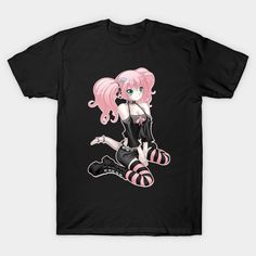 cute and demonic gothic girl -- Choose from our vast selection of Crewneck and V-Neck T-Shirts to match with your favorite design to make the perfect graphic T-Shirt. Pick your favorite: Classic, Boxy, Tri-Blend, V-Neck, or Premium. Customize your color! For men and women. Halloween Anime Print Grunge T-shirt, Punk Graphic Print T-shirt For Cosplay, Edgy Anime Print T-shirt For Alternative Fashion, Emo Black T-shirt With Graphic Design, Black Punk T-shirt With Character Print, Black Emo Cosplay Tops, Black Cartoon Print Top For Cosplay, Character Print T-shirt For Alternative Fashion, Black Emo Tops For Cosplay