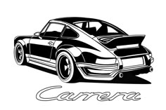 a black and white drawing of a car with the word camera on it's side