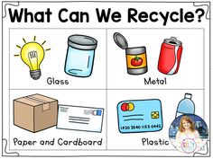 what can we recycle? poster with images of recycling items and plastic bottles