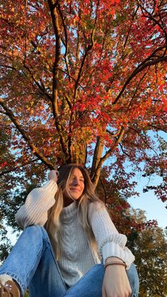 Fall, autumn, red, leaves Autumn Pics Ideas, Fall Single Photoshoot, Fall Lifestyle Photography, Solo Fall Photoshoot, Fall Selfie Ideas, Fall Woods Photoshoot, Fall Aesthetic Instagram Feed, Poses For Pictures Outside, Fall Instagram Pictures Aesthetic