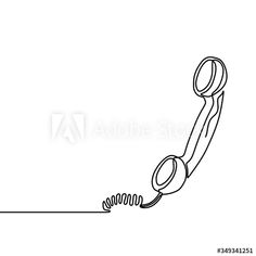 continuous line drawing of an old phone on the floor with one receiver and two hands