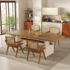 This is a practical dining table made entirely of solid wood. Simple design, with regular lines, smooth and beautiful, bring a minimalist life feeling, low-key without losing the sense of comfort, complex into simple, plain and natural. Bayou Breeze Size: 29.5"H x 70.8"L x 31.5"W | Bayou Breeze Bovadilla Rectangular Dining Set 29.5 H x 31.5 W x 70.8 D in / green / whiteWood / Upholstered in Brown | 29.5"H x 70.8"L x 31.5"W | Wayfair Dining Table Sets, Solid Wood Dining Set, Minimalist Life, Table Sets, Solid Wood Dining Table, Rectangular Dining Table, Table Seating, Wood Dining Table, Dining Room Sets