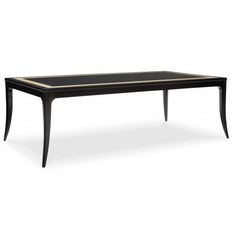 a black table with gold trimmings on the top and bottom, against a white background