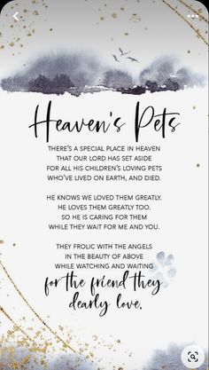 the poem for heaven's pets