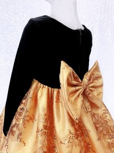 Long Sleeve Black Velvet Gold Embroidery Bow Formal Gown Junior Infant Flower Girl Birthday Party Pageant Graduation Winter Fall Christmas - Etsy Holiday Princess Dress Ball Gown For Dress-up, Christmas Party Princess Ball Gown, Holiday Ball Gown For Dress-up, Princess Gown For Christmas Dress-up, Christmas Ball Gown For Dress-up, Christmas Princess Gown For Dress-up, Festive Princess Style Holiday Dress For Party Season, Holiday Princess Dress With Bow For Dress-up, Princess Style Christmas Gown For Dress-up