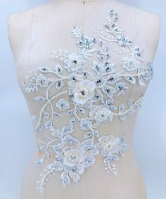 Heavy 3D Beaded Rhinestone Lace Applique Embroidered Floral Motif Sew On Evening Dress, CostumeSize (about) :  44*24cm   Listing is for 1 Piece.  It can be used for bridal dress, wedding gowns accessory, haute couture, garments, bags, jewelry design, home decor, any sewing project of which you could imagine.My shop link,https://www.etsy.com/shop/lacejamila?ref=seller-platform-mcnavAbout the shipping,If you select shipping by gereral shipping, usually needs about 7-20 business days, some remote c Couture Garments, Irish Dress, Crystal Bridal Jewelry Sets, Lantern Sleeved Blouses, Embroidered Lace Fabric, Custom Wedding Dress, Bridal Belt, Dress Costume, Gauze Fabric