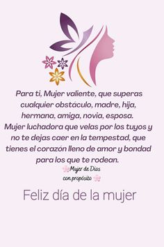 a woman's face with flowers in her hair and the words feliz dia de