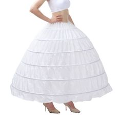 PRICES MAY VARY. Full Shape Petticoat: This Full shape hoop petticoat is single layer with 6 strong hoops, add it under ball gown wedding dress which will make your wedding dress more fluffy and in good full shape.Notes: Please Hand Wash or Dry Clean your Skirt Slips Only! To avoid damaging the original shape of Skirt Slips. Petticoat Size:This crinoline petticoat hoop skirt its adjustable waist range is from 29” to 43.3”(66-110cm).The bottom of hoop skirt maximum circle diameter is about 48“(12 Bridal Dresses Ball Gown, Black White Wedding Dress, Ball Gown Black, Cinderella Cosplay, Wedding Ball Gown, Wedding Bridal Dress, Hoop Skirt, Gown Black, Dress Ball Gown