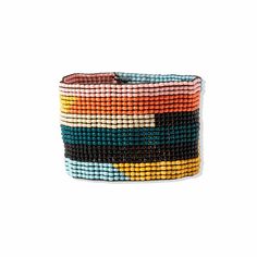 multicolored beaded bracelet on white background