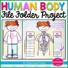 the human body file folder project is shown with two pictures of people and their organs