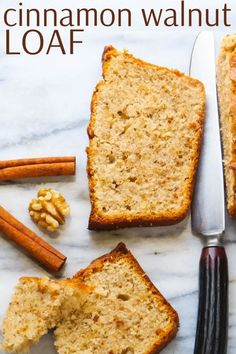 there is a loaf of cinnamon walnut bread on the table