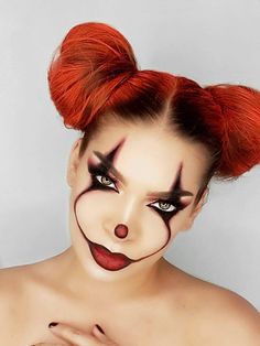 Girl Clown Makeup, Makijaż Sugar Skull, Girl Halloween Makeup, Makeup Zombie, Halloween Make-up Looks, Halloween Hairstyles