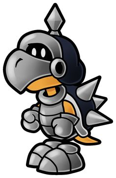 an image of a cartoon bird with armor on it's head and legs, holding a