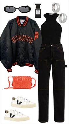 Chic Nfl Game Outfit, Cold Nfl Game Outfit Winter, Giants Game Outfit San Francisco, Nhl Outfit Ideas Woman, Sf Giants Game Outfit, Casual Gameday Outfit, Comfy Game Day Outfit, Trendy Baseball Game Outfits, San Francisco Giants Outfit Woman