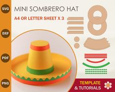 a paper craft kit with an image of a sombrero hat