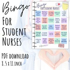 a nurse's hand making a heart shape with the words bings for student nurses