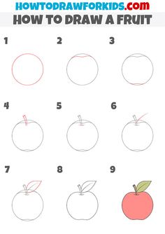 how to draw an apple for kids with step by step instructions on how to draw