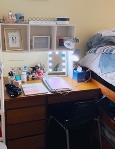 dorm room, dorm room idea, dorm room designs, dorm room decor, dorm decoration, dorm organizational hacks, dorm decor, dorm ideas, dorm  room inspiration, dorm ideas, dorm essentials, college dorm room ideas, college apartment decor, dorm desk, desk organization, desk ideas, desk setup, desk, desk aesthetic, desktop wallpaper, desktop wallpaper, college room, college room decoration, college apartment decor, college dorm room ideas, college dorm room ideas aesthetic, college dorm checklist Desk College Ideas, Dorm Desk Topper, College Desk Vanity, Dorm Drawer Organization, Desk Setup College, Dorm Room Desk Setup, Realistic College Dorm, Basic Dorm Room Ideas, College Dorm Vanity