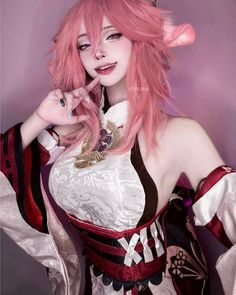 Genshin Impact Cosplay Yae Miko, Yae Miko Cosplay, Risky Picture Ideas, Genshin Icon, Risky Pictures, Asian Cosplay, Yae Miko, Kawaii Cosplay, 다크 판타지