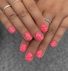 Zebra Gel Nails, Nail Design Valentine, Pink Zebra Nails, Nail Art Red, Nail Winter, Zebra Print Nails, Ideas Uñas, Western Nails, Summer Gel Nails